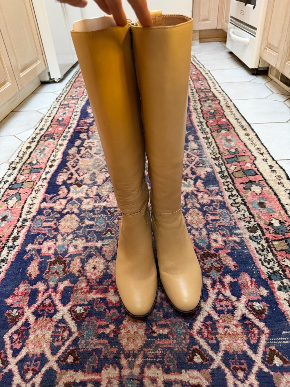 Madewell Tall Leather Riding Knee Boots in Beige